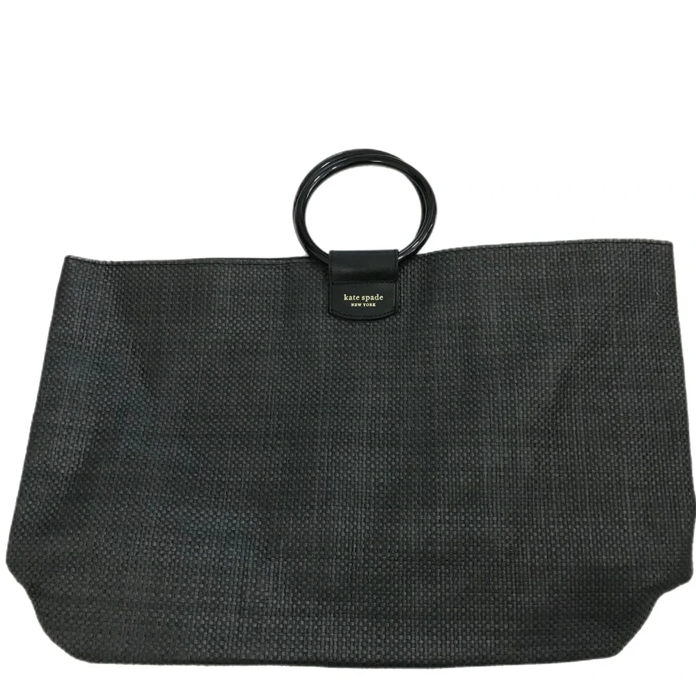 Kate Spade New York Black Woven Tote Beach Bag - Picture 1 of 6